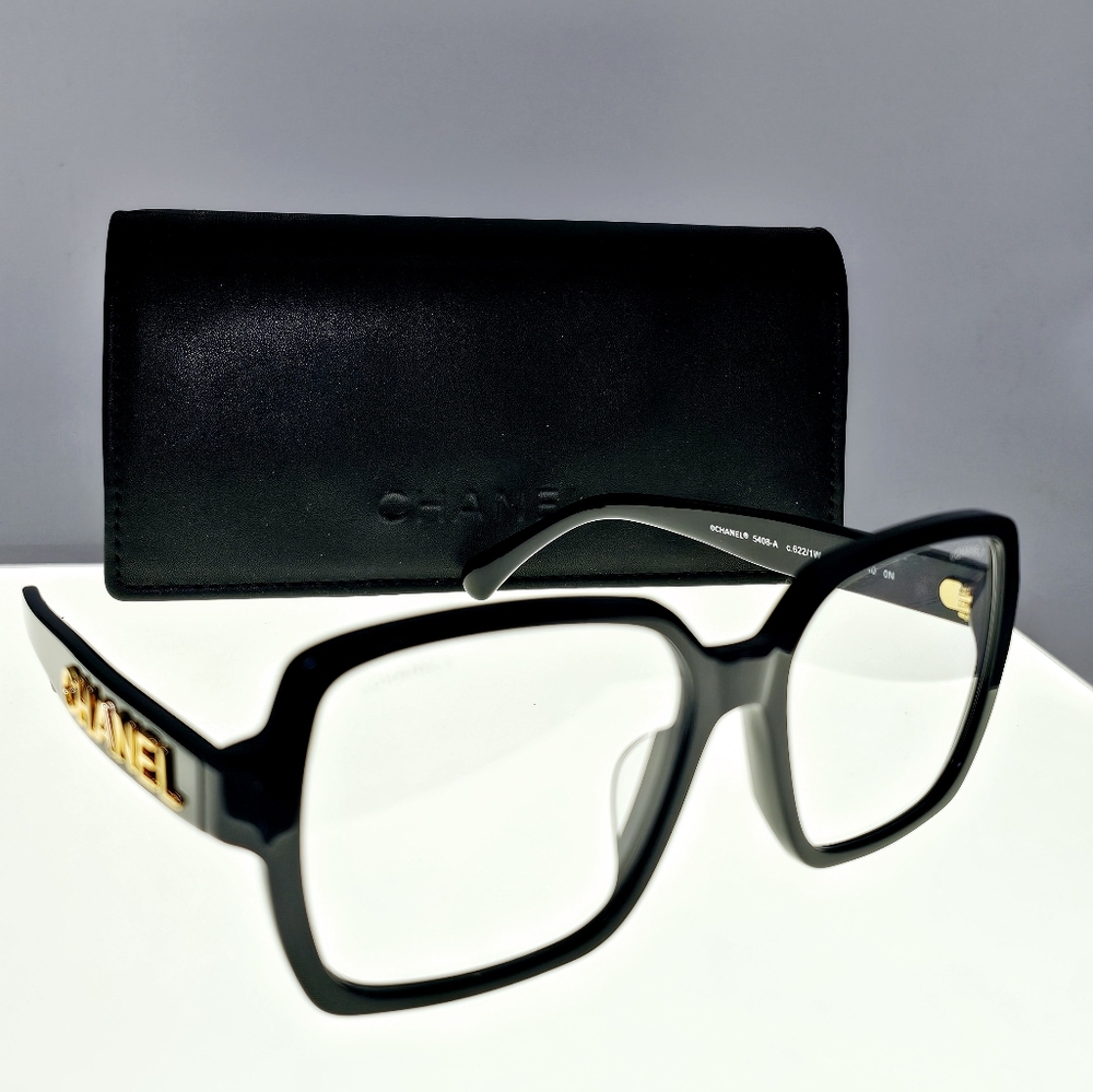 CHANEL Black Eyeglasses with Gold Logo - Picture 10 of 16